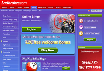 Screen shot of Ladbrokes Bingo